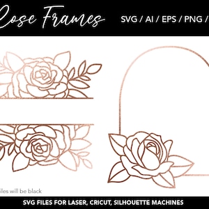 Rose Frames Svg files, Wedding Stationery, High Quality Files, Rose Clipart, Rose Svg Designs, Flower Svg, Rose Svg files for Cricut, Peony