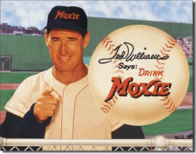 Ted Williams Moxie Baseball Retro Metal Tin Sign ~ Made in the USA