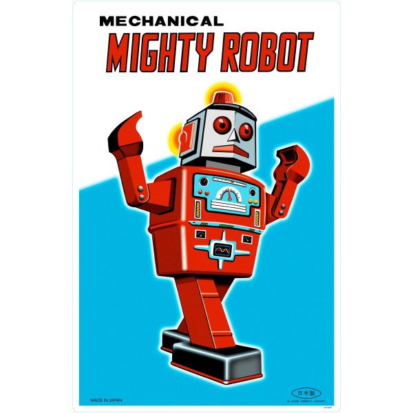 Meccanico Potente Robot Vintage Tin Segno