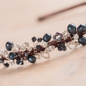 Slim pearl and crystal bridal headband or hair band Tamar Headband image 4