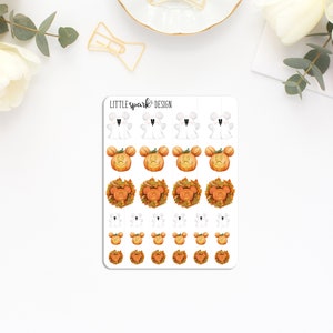 Disney Inspired Halloween Mickey Ghost Pumpkin Jack-o-lantern Wreath Fall Mouse Celebration Stickers for Planner or Scrapbook