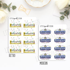 Disneyland Park Inspired Retro and Modern Entrance Sign Stickers for Planner or Scrapbook