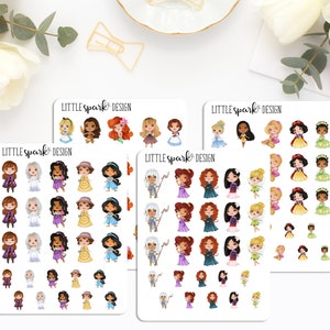 Stickers personnages princesse inspirés de Disney pour agenda ou album