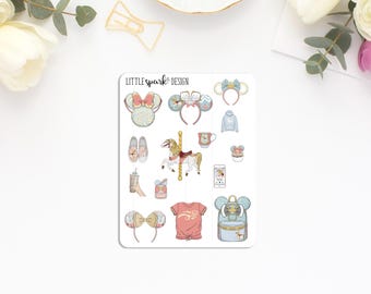 Carousel Disney Ride Inspired Deco Stickers for Planner or Scrapbook - Mini Sheet