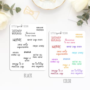 Disney Inspired Quotes - Planner and Scrapbooking Stickers