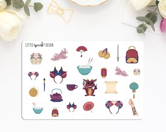 Fighting Princess Disney Mulan Fairytale Inspired Deco Stickers for Planner or Scrapbook