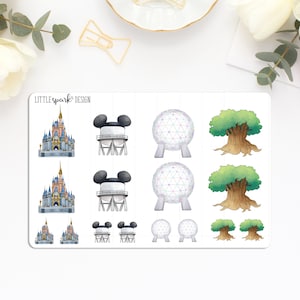 Disney World Park Icon Drawings - Planner and Scrapbooking Stickers