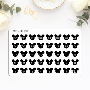 Disney Mouse Inspired Vacation Countdown - Planner Calendar Stickers