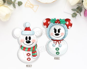 Disney Inspired Snowman Mouse Vinyl Die Cut Stickers for Holiday Winte Planner, Scrapbook, Water Bottle, Laptop - MATTE