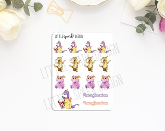 Disney Inspired Imagination Dragon Figment Cute Variations Stickers for Planner and Scrapbooking