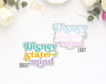 Disney State of Mind Text Vinyl Sticker - MATTE - for Tumbler, Laptop, Scrapbook, Water Bottle