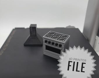 Arquivo de impressão 3D de fogão de cozinha e exaustor 1:24