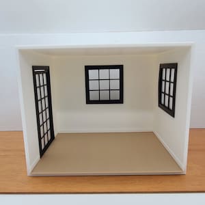 1:12 Empty Roombox w/ Windows & Hinged Door NON-MAGNETIC - 1/12 Scale Modern Mini Doll House Miniature