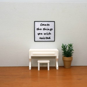 1:12 Scale Desk with Working Drawer and Stool - 1/12 Modern Mini Doll Furniture