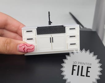 Archivo imprimible en 3D de un fregadero de cocina funcional a escala 1:24