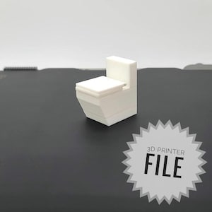 1:24 Modern badrumstoalett med fungerande gångjärnsförsedd sits 3D-skrivare digital fil bild 1