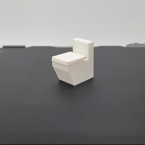 1:24 Modern badrumstoalett med fungerande gångjärnsförsedd sits 3D-skrivare digital fil bild 6