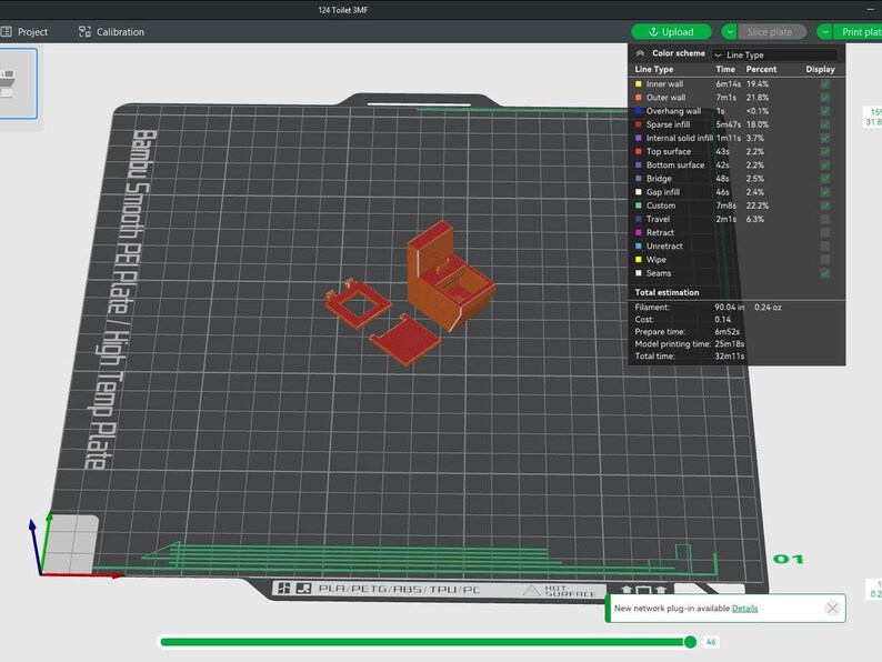 1:24 Modern badrumstoalett med fungerande gångjärnsförsedd sits 3D-skrivare digital fil bild 8