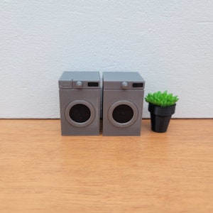 1:24 Scale Washer & Dryer Laundry Set - Doll Furniture Silver