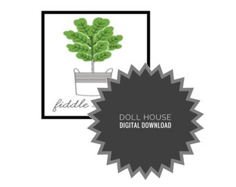 Modern Doll House Wall Art - Fiddle Leaf Fig Image with Frame Scalable