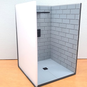 1:12 Bathroom Shower Custom Color Grey - 1/12 Modern Mini Doll House Furniture Miniature