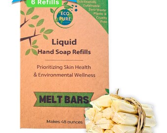 Natural Liquid Hand Soap Refill Melt Bars 48 oz | EcoPure | Eco-Friendly & Zero Waste | Scented or Unscented