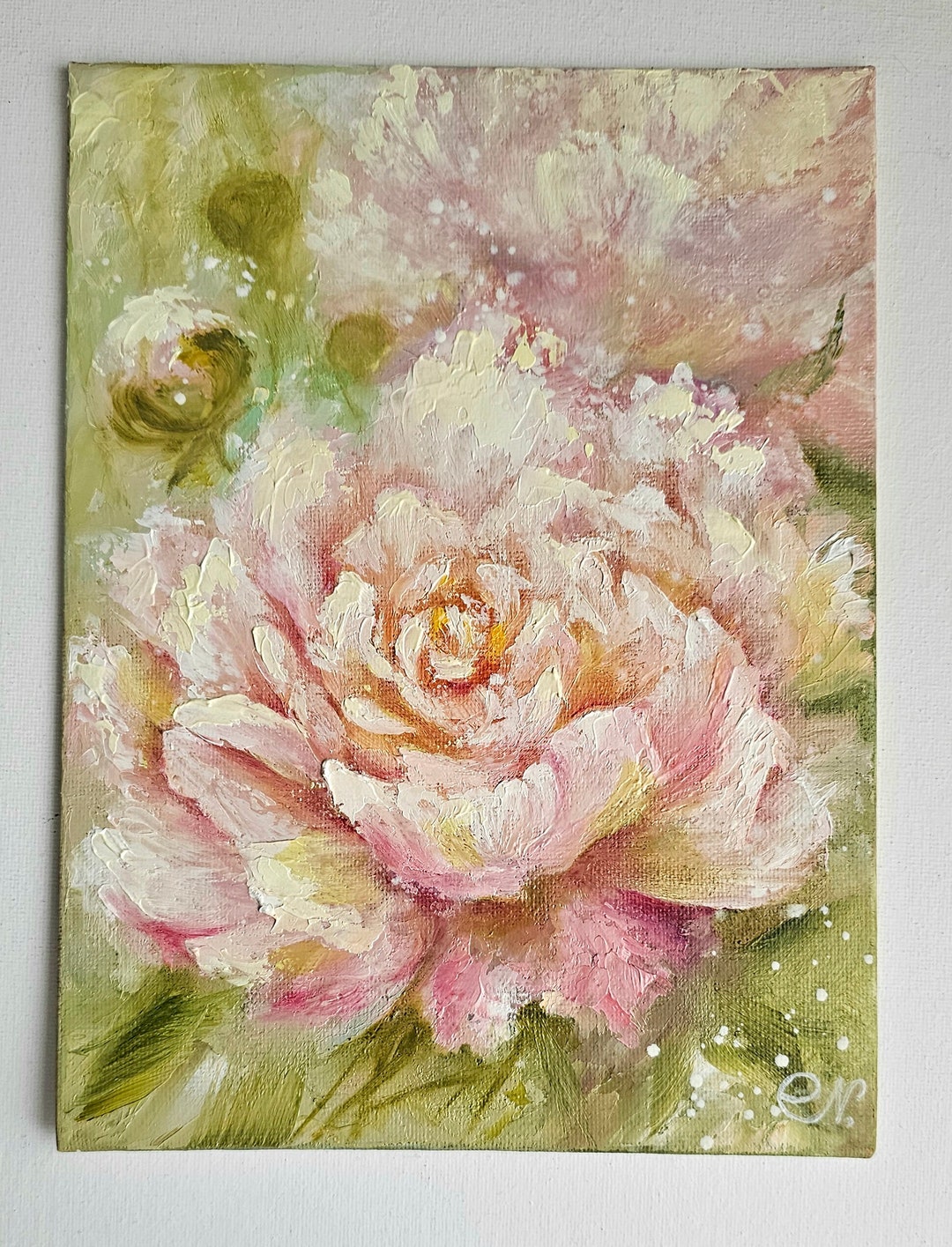 Pink Peony Painting Original Oil Painting Pink Flowers Wall Art Home ...