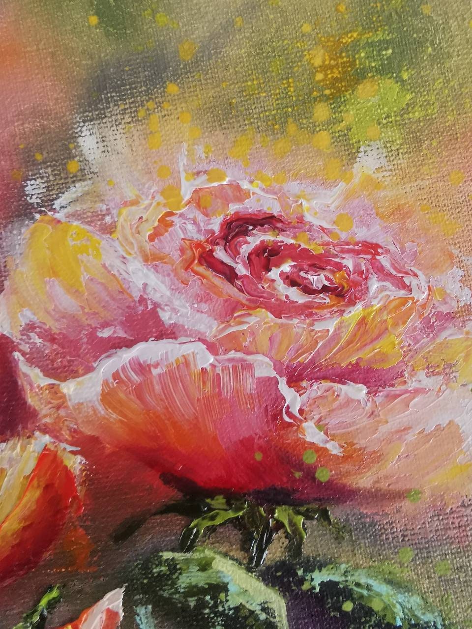 Abstract Roses Oil Painting Roses Garden Painting Round - Etsy