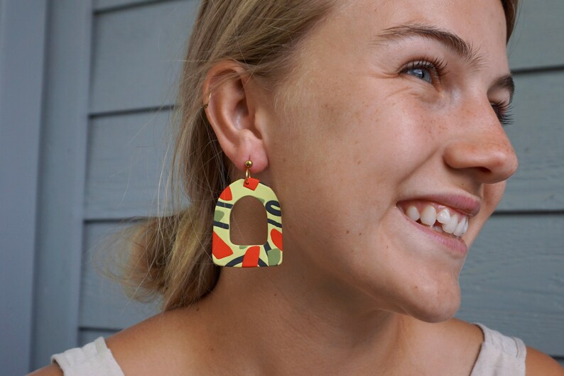 Statement Polymer Clay Earring Polymer Clay Drop Earring Yellow Earring Polymer Clay Earrings Statement Color Earring