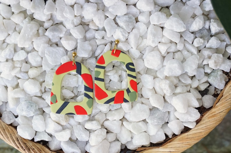 Statement Polymer Clay Earring Polymer Clay Drop Earring Yellow Earring Polymer Clay Earrings Statement Color Earring