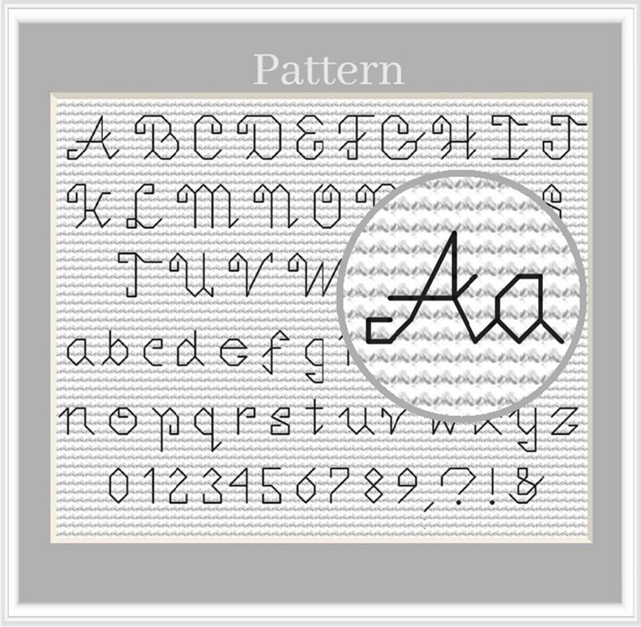 Cursive Crochet Patterns Cursive Alphabet Cross Stitch Pattern With Small Backstitch Letters and ...