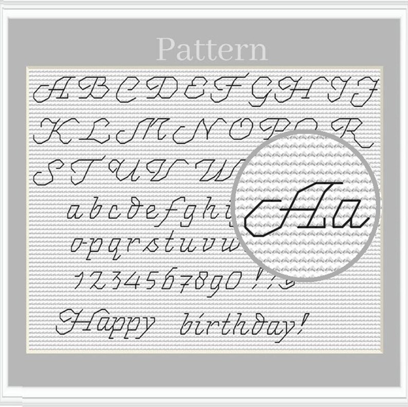 Cursive Crochet Patterns Cursive Alphabet Cross Stitch Pattern With Small Backstitch Letters and ...