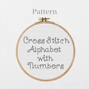 Schreibiges Alphabet Kreuzstichmuster mit kleinen Rückstich Buchstaben und Zahlen