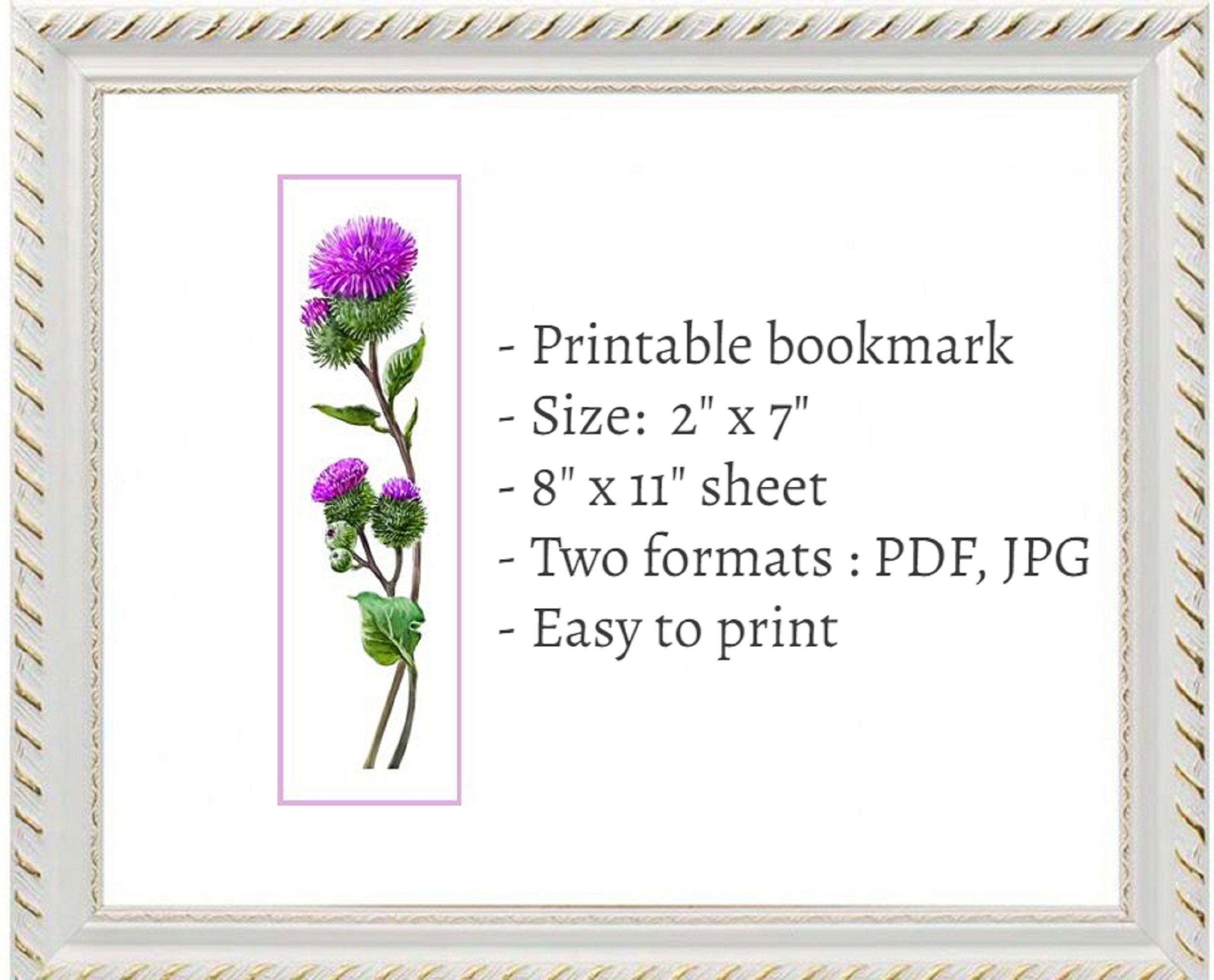 outlander bookmark thistle bookmark printable bookmarks etsy