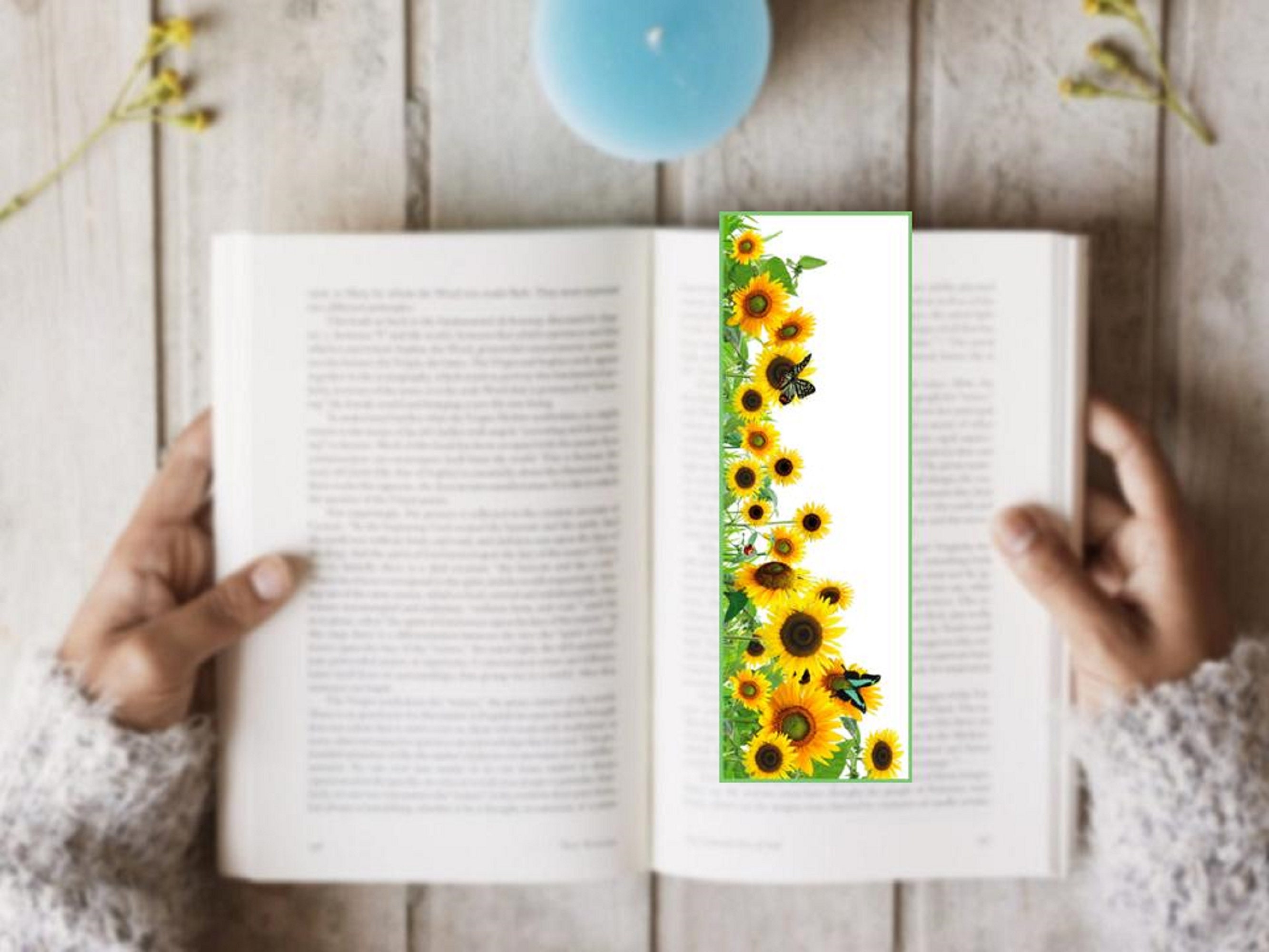 Sunflower bookmark set Printable bookmark template Floral book Etsy