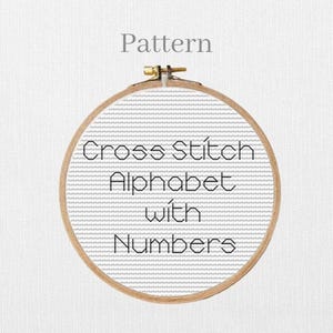 Back stitch alphabet cross stitch pattern with small backstitch cross stitch letters and numbers