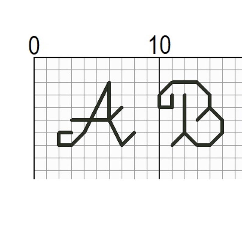 Cursive Alphabet Cross Stitch Pattern With Small Backstitch Letters and ...