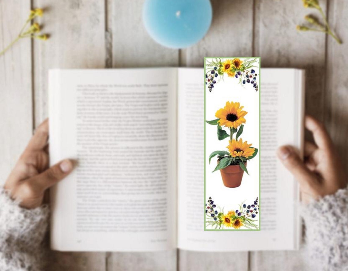 Sunflower bookmark set Printable bookmark template Floral book | Etsy