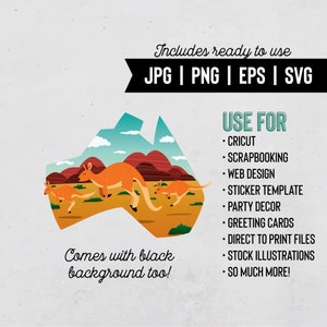 Australie | Australie Svg | Australie Clipart | Kangourou Clipart | Australie Illustration | Jpg Png Eps Svg