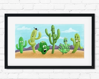 Cactus Printable | Cactus Art Print | Cactus Nursery | Variegated Cactus | Kids Room Decor | Cute Cactus | INSTANT DOWNLOAD | 5x10