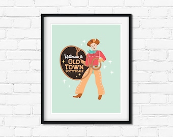 Old Town Scottsdale Cowboy Art Print: Arizona Wall Decor (Digital Download)