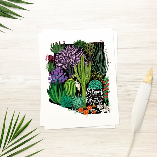 Arizona Greeting | Printable Card | Arizona | Arizona Cactus | Greeting Card | Blank Card | INSTANT DOWNLOAD