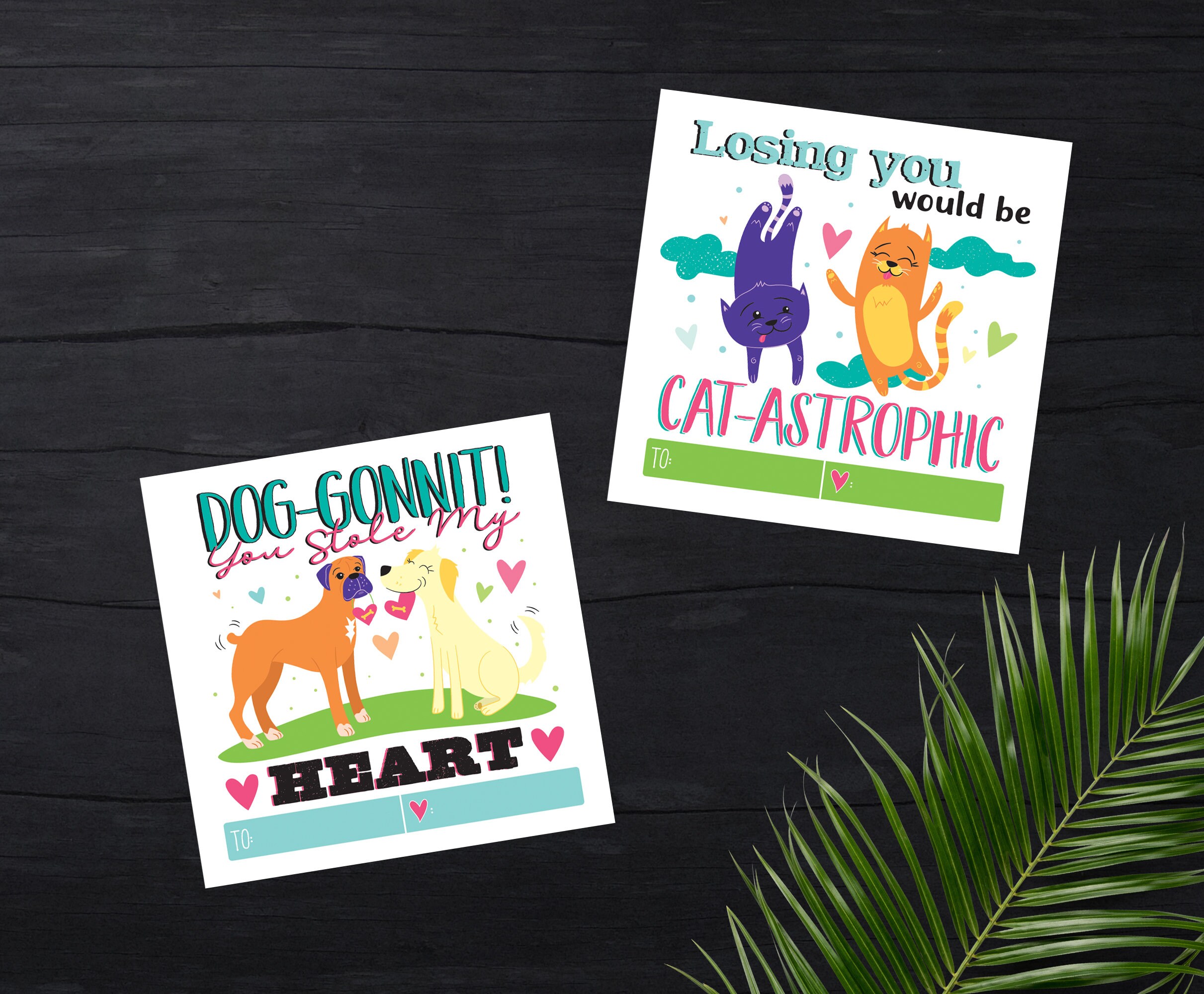 Animal Pun Card Set of 5 Printable Valentine Kids | Etsy