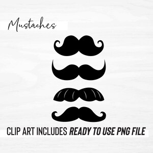 Mustache Clipart | Facial Hair | Mustache | Mustache Clip Art | Instant Download | PNG | PRINTABLE