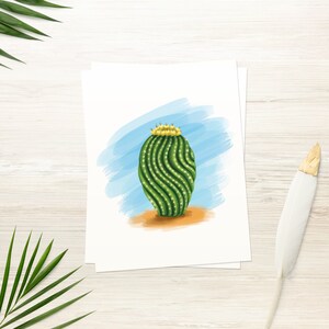 Cactus Card | Barrel Cactus | Printable Card | Greeting Card | Blank Card | Sonoran Desert | Desert Card | INSTANT DOWNLOAD