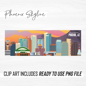 Arizona Clipart | Phoenix Skyline | Phoenix Png | Gebouwen | Arizona Zonsondergang | Direct downloaden | AFDRUKBARE | .PNG