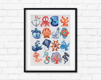 Under the Sea Nursery Art | Ocean Art | Nautical Boys Nursery | Boys Room | Sea Art Print | Gift for Kids | PRINTABLE | 11x14