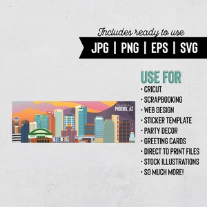 Arizona Clipart | Phoenix Skyline | Vector Art | Phoenix Svg | Bâtiments | SVG | Téléchargement instantané | IMPRIMABLE