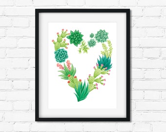 Cactus Printable | Gallery Wall Art | Succulent Print | Housewarming Gift | Cactus Gift | Cactus Wreath | INSTANT DOWNLOAD | 8x10, 11x14