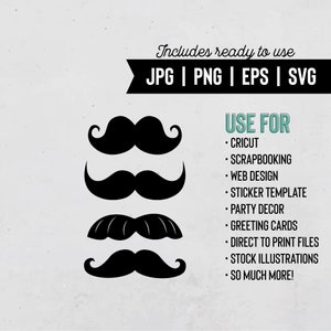 Mustache Clipart | Facial Hair | Mustache Svg | Mustaches | Mustache Vector | Instant Download